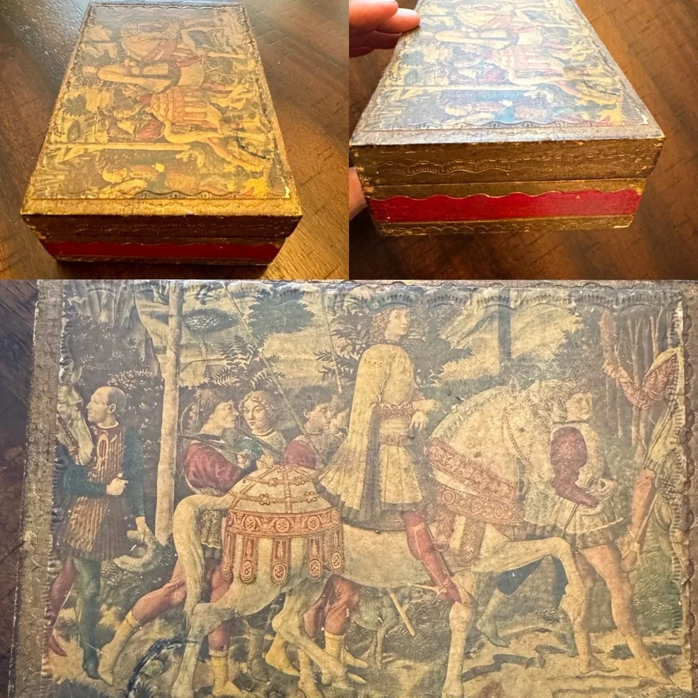 Vintage Italy Florentine Box Medieval Scene English cottage Old world Heritage